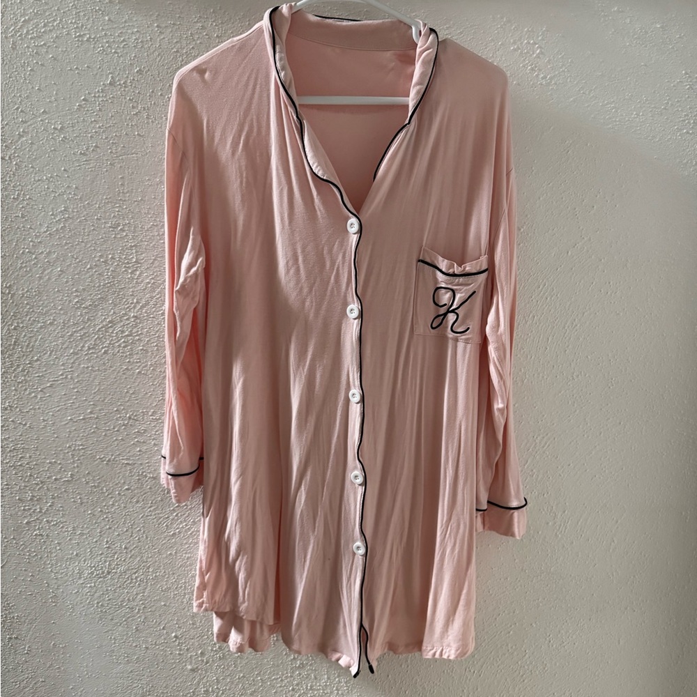Women's Pink Button-Down Sleep Shirt